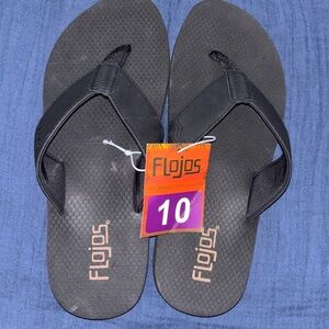 🌴Flojos Men's Memory Sandals Foam Flip Flops Black Size 10